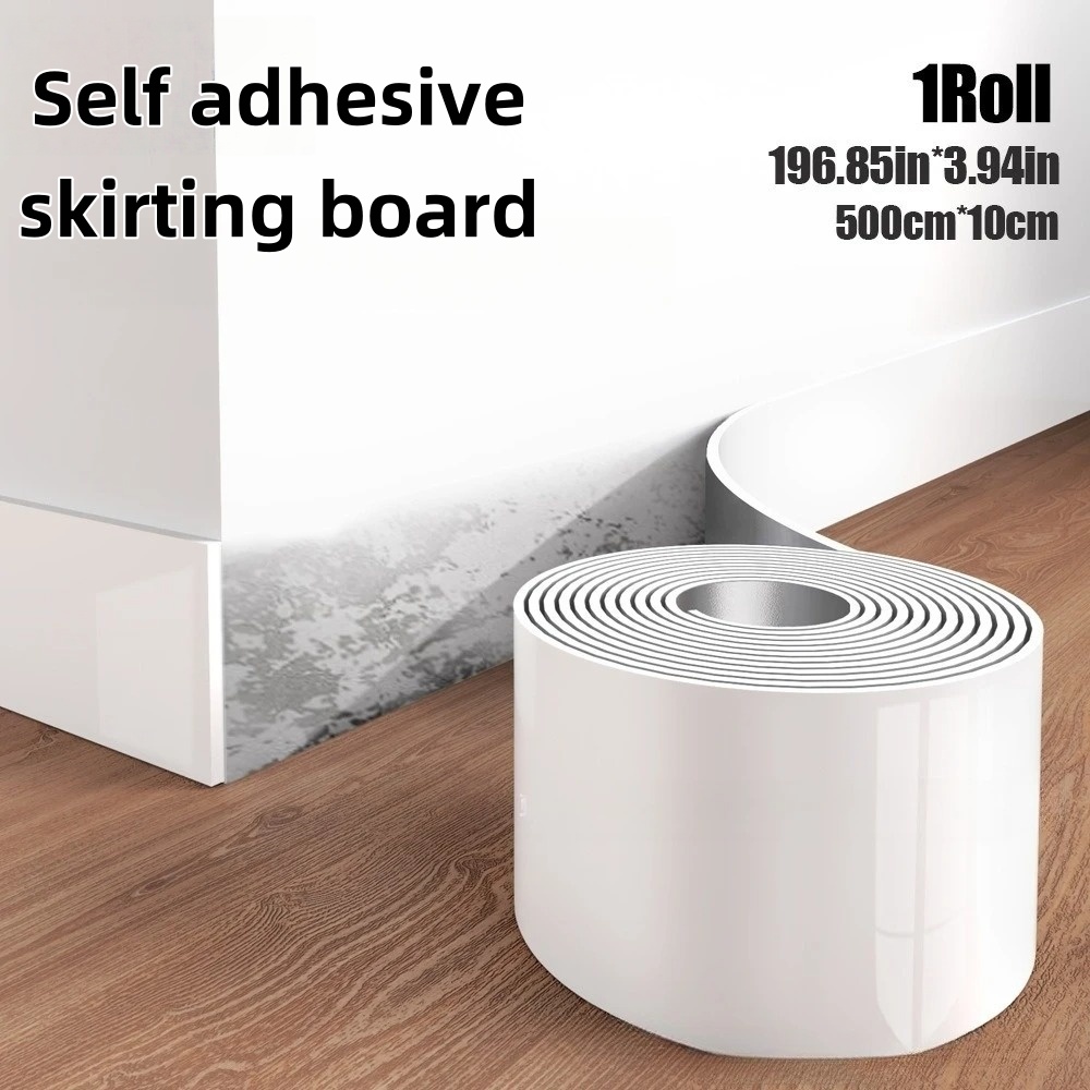 Cutting Board Foam - 1PC 5m x 10 ซม.กระเบื้องบัวกาวในตัวหนาโฟมยืดหยุ่นสติ๊กเกอร์ติดผนังเอวเทปอลูมิเนียมฟอยล์ด้านล่าง